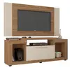 Image de Meuble Tv Mural 55 Pouces Chêne Et Ecru 7 Niches L 173 H 160.5 P 38.5 Cm