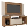 Image de Meuble TV Mural 55 Pouces Chêne et Ecru 7 Niches L 173 H 160.5 P 38.5 cm - L 173 x l 38.5 x H 160.5 cm