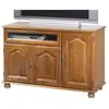 Image de Meuble Tv 55 Pouces Chêne 3 Portes 1 Abattant 6 Niches L120.6 H 77 P 46.5 Cm