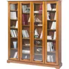 Image de Bibliothèque 4 Portes Vitrées Merisier 18 Niches L 158.8 H 182.2 P 33 Cm