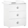 Image de Commode A Langer - Babyprice - Basic - 3 Tiroirs - Blanche - Boutons Étoiles Grises