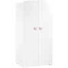 Image de Armoire Bébé Basic - Mdf - Blanc - 2 Portes - Bouton Coeur Rose - 85 X 175 X 56 Cm -