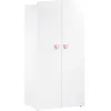 Image de Armoire bébé Basic - MDF - Blanc - 2 portes - Bouton coeur rose - 85 x 175 x 56 cm - BABY PRICE
