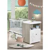 Image de Lit combiné - 120x60cm - Evolutif en 90x190cm - Babyprice Teddy - En bois - Blanc - Sérigraphie ours