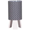 Image de Lampe De Chevet Sauthon Bleu Marine Hévéa Coton 16x16x32,5 Cm