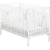 Image de Lit Bébé - 120 X 60 Cm - Babyprice First - Tout Barreaux - En Bois Blanc