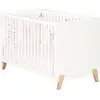 Image de Lit Bébé - 120 X 60 Cm - Babyprice Joy Naturel - Blanc - Sur Pieds En Bois Naturel