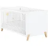 Image de Lit Évolutif - 140x70cm - Babyprice Joy Naturel - Blanc Sur Pieds En Bois Naturel
