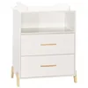 Image de Commode A Langer - Babyprice - Joy Naturel - 2 Tiroirs - 1 Niche - Blanc - Sur Pieds En Bois Naturel