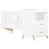Image de Lit Combiné - 120x60cm - Evolutif En 90x190cm - Babyprice Joy Naturel - Blanc Sur Pieds En Bois Naturel