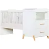 Image de Lit Combiné - 120x60cm - Evolutif en 90x190cm - Babyprice Joy Naturel - Blanc sur pieds en bois naturel