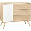 Image de Commode 3 Tiroirs 1 Porte Seventies - Blanc Et Bois