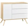 Image de Commode 3 Tiroirs 1 Porte Seventies - Bois Et Blanc
