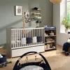 Image de Lit Bébé Combiné - 120x60cm - Evolutif En 90x190cm - Babyprice Up - Chene Silex - Avec Commode A Langer Étagere