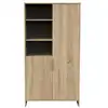 Image de Armoire 2 portes et 3 niches avec poignées dorées décor chêne doré