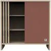 Image de Commode Sauthon Tokyo 1 Porte 3 Niches 87x87x47 Cm Rouge Bois