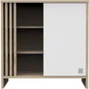 Image de Commode 1 Porte Colorée Et 3 Niches Avec Claustra En Bois Décor Chêne Suave