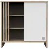 Image de Commode 1 porte colorée et 3 niches avec claustra en bois décor chêne suave