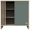 Image de Commode 1 porte colorée et 3 niches avec claustra en bois décor chêne suave
