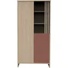 Image de Armoire Sauthon Tokyo 2 Portes 1 Niche 87x178x56 Cm Rouge Bois