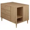 Image de Commode-îlot bébé décor bois chêne suave avec rangements 3 faces
