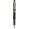 Image de WATERMAN Expert Stylo plume plume moyenne laque noire avec attributs dorés cartouche encre bleue Coffret cadeau