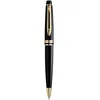 Image de Waterman Expert Stylo bille laqué noir attributs dorés encre bleue pointe moyenne - rechargeable fabriqué main France