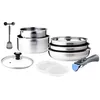 Image de Batterie de cuisine - ARTHUR MARTIN - AM0025 - 10 pièces - Inox satiné - Poignées amovibles