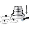 Image de Batterie de cuisine induction - arthur martin - am4485 - acier inoxydable - 10 pieces - poignée amovible - tous feux dont induc AM4485