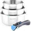 Image de Lot de 3 casseroles inox manche amovible Arthur Martin 5531