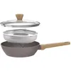 Image de Sauteuse - Tous feux dont induction - ARTHUR MARTIN - AM9910 - Revêtement céramique - Ø 24 cm - Couvercle et panier inox - Taupe