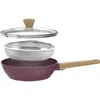 Image de Sauteuse - Tous feux dont induction - ARTHUR MARTIN - AM3056 - Revêtement céramique - Ø 24 cm - Couvercle et panier inox - Prune