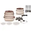 Image de Batterie de cuisine arthur martin 18 pièces en aluminium tous feux avec ustensiles et poignée amovible AM1453