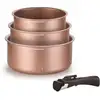 Image de Set De 3 Casseroles - Tous Feux Dont Induction - Am2366 - Ø 16,18 Et 20 Cm + 1 Poignée Amovible - Terracotta