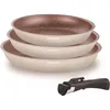 Image de Batterie De Cuisine - Tous Feux Dont Induction - - Am4754 - Set De 3 Poeles - 20-24-28 Cm + 1 Poignée Amovible