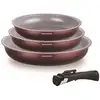 Image de Set De 3 Poêles - Am8866 - Tous Feux Dont Induction - 20/24/28 Cm + 1 Poignée - Aluminium - Revêtement Céramique