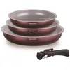 Image de Set de 3 poêles - ARTHUR MARTIN - AM8866 - Tous feux dont induction - 20/24/28 cm + 1 poignée - Aluminium - Revêtement céramique