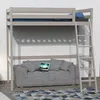 Image de Lit mezzanine sapin 90x190cm + sommier ALTITUDE - Gris - Sans matelas