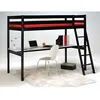 Image de WEBER Lit mezzanine enfant contemporain en bois épicéa massif verni noir + sommier - l 90 x L 190 cm - ASHTON