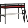 Image de Ashton lit mezzanine enfant contemporain en bois épicéa massif verni noir + sommier - l 90 x l 190 cm