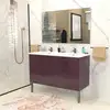 Image de Ensemble Meuble Sous-vasque + Vasque Résine +miroir Milano / Aubergine