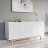 Image de Buffet 4 Portes 2 Tiroirs Intérieurs Home Blanc