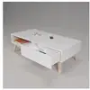 Image de Home table basse scandinave blanc satine avec pieds bois tilleul massif - l 120 x l 60 cm 58109