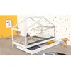 Image de WEBER Lit cabane enfant avec tiroir - Bois pin massif - Blanc - Sommier inlcus - 90x190cm - KOALA