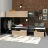 Image de Lit Superposé 90x190 - Armoire - Tiroirs - Twin - Noir Et Bois