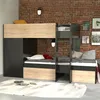 Image de Lit superposé 90x190 cm avec 2 sommiers 2 tiroirs et armoire