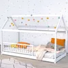 Image de Lit Cabane 90x190 Barrière De Lit Amovible Et Sommier Inclus Panda - Blanc