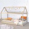 Image de Lit Cabane 90x190 Barrière De Lit Amovible Et Sommier Inclus Panda - Bois