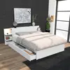Image de Lit 140x190 Inclus Tête De Lit Avec Chevet Et 1 Petit Tiroir Fara Blanc