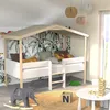 Image de Lit cabane PILOTI 90x190 + 1sommier / Blanc et Bois clair